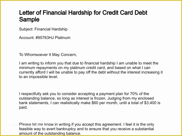 Get Out Of Debt Free Template Letters Of Letter Of Financial Hardship