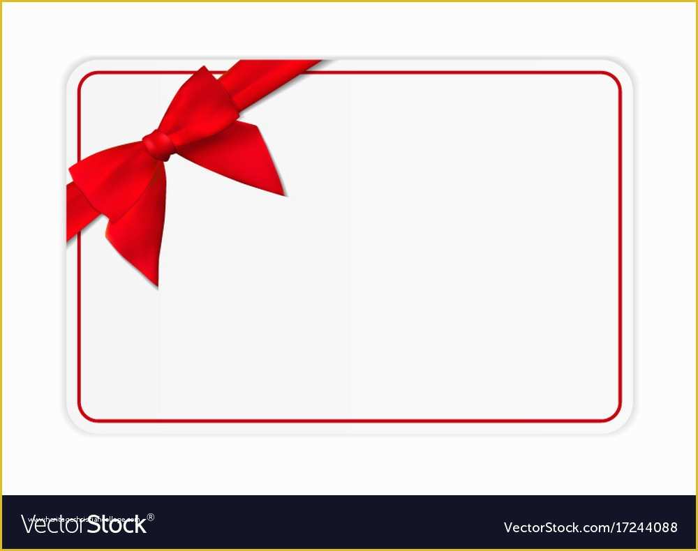Gift Card Template Free Of Blank T Card Template with Bow and Ribbon Vector Image
