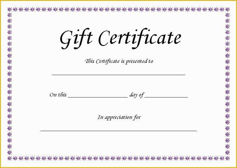 Gift Certificate Template Free Download Of T Certificate Template Blank