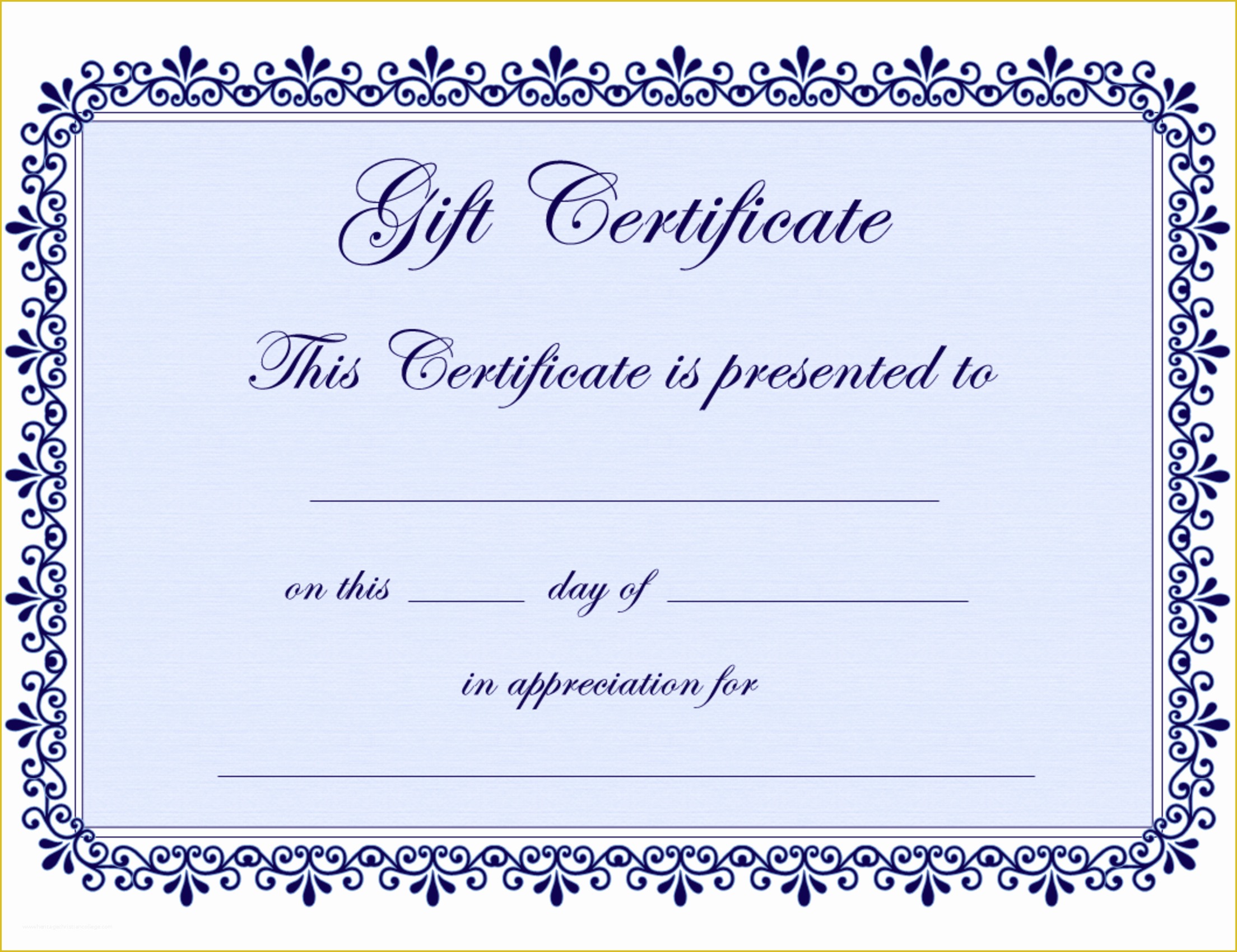 Gift Certificate Template Free Of Certificate Templates