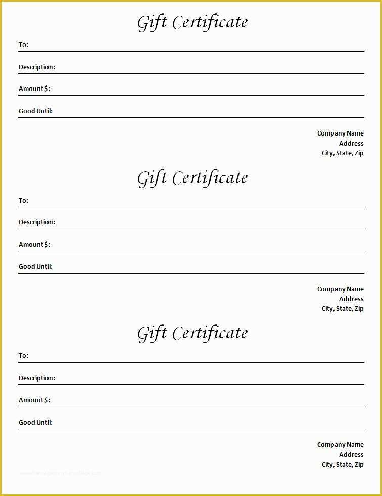 Gift Certificate Template Free Of Gift Certificate Template Blank Microsoft Word Document