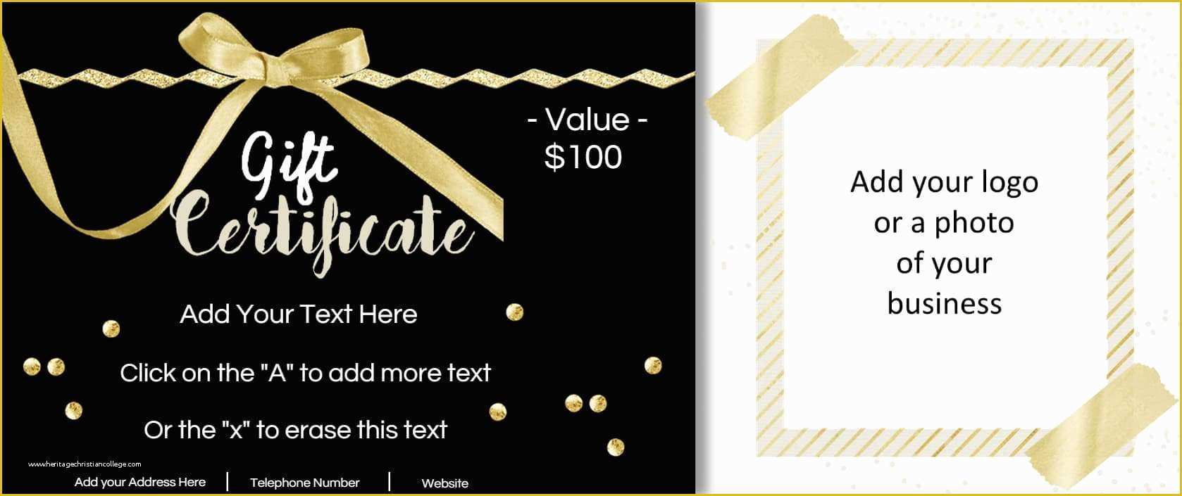 Gift Certificate Template Free Of Gift Certificate Template with Logo