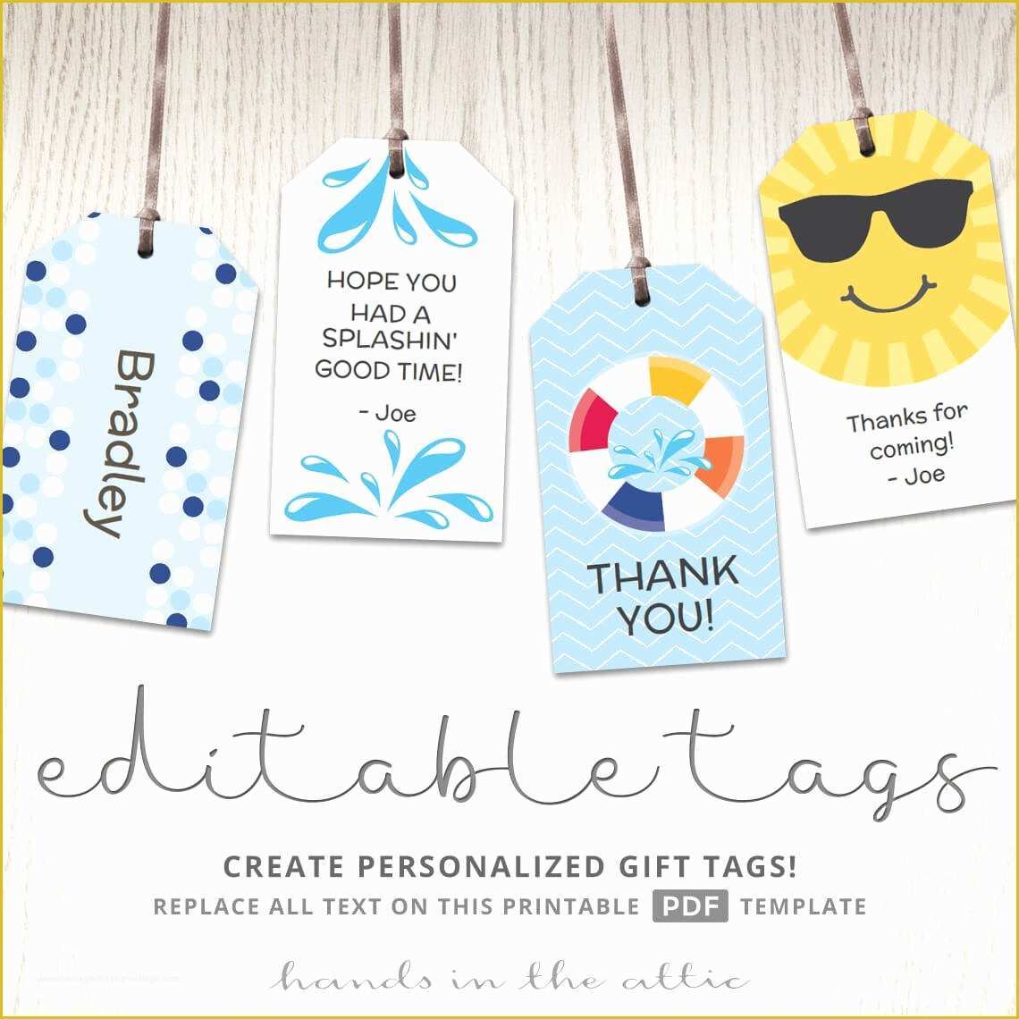 Gift Tag Template Free Of Editable T Tags T Tag Template Favor Tags Pool Party