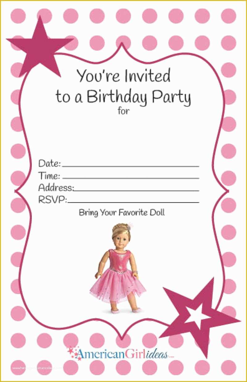Girl Birthday Invitations Templates Free Of American Girl Party Girl Birthday Invitations Templates Free Of American Girl Party