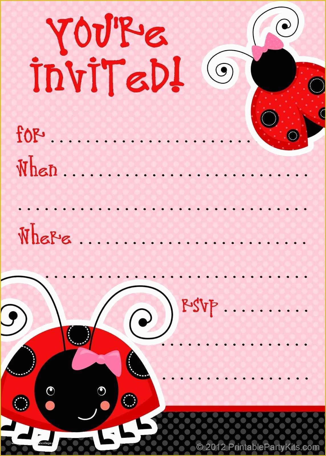 Girl Birthday Invitations Templates Free Of Free Ladybug Party Invitations From