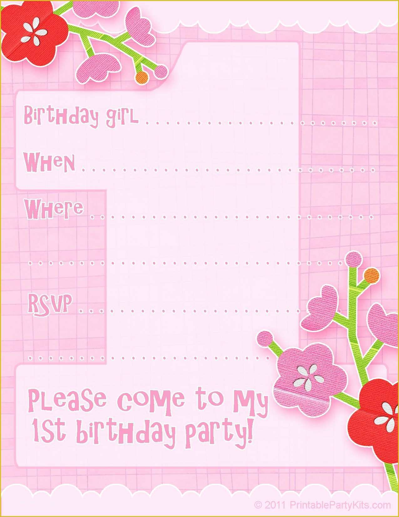 Girl Birthday Invitations Templates Free Of Free Printable 1st Birthday Invitations for Boys and Girls
