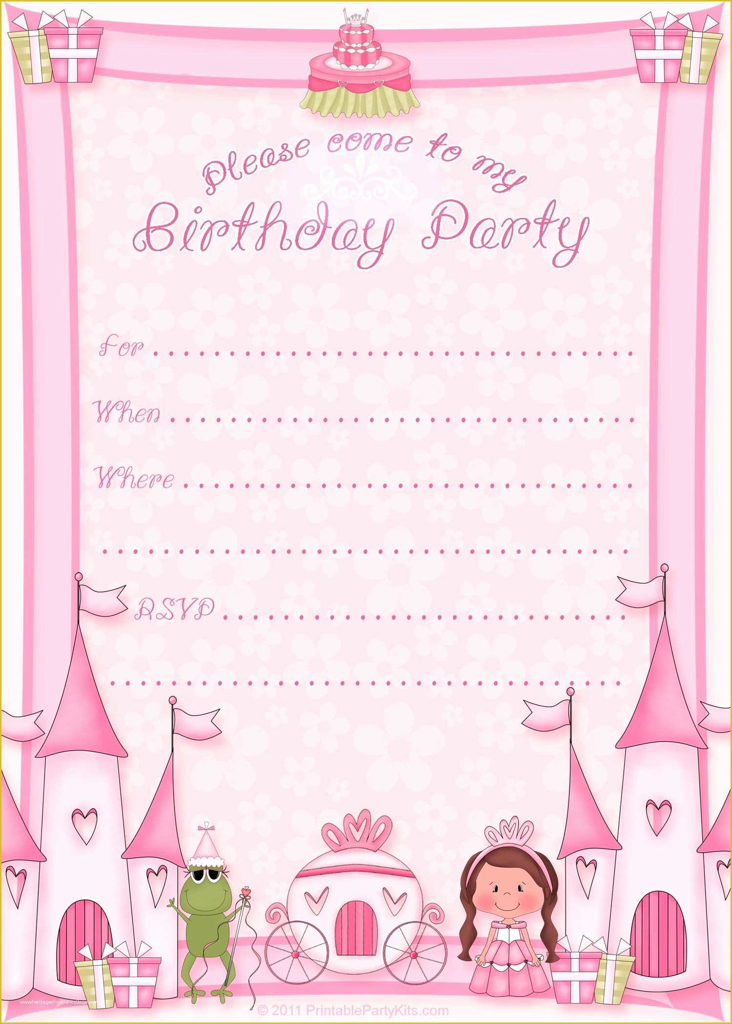 Girl Birthday Invitations Templates Free Of Free Printable Invitation Pinned for Kidfolio the