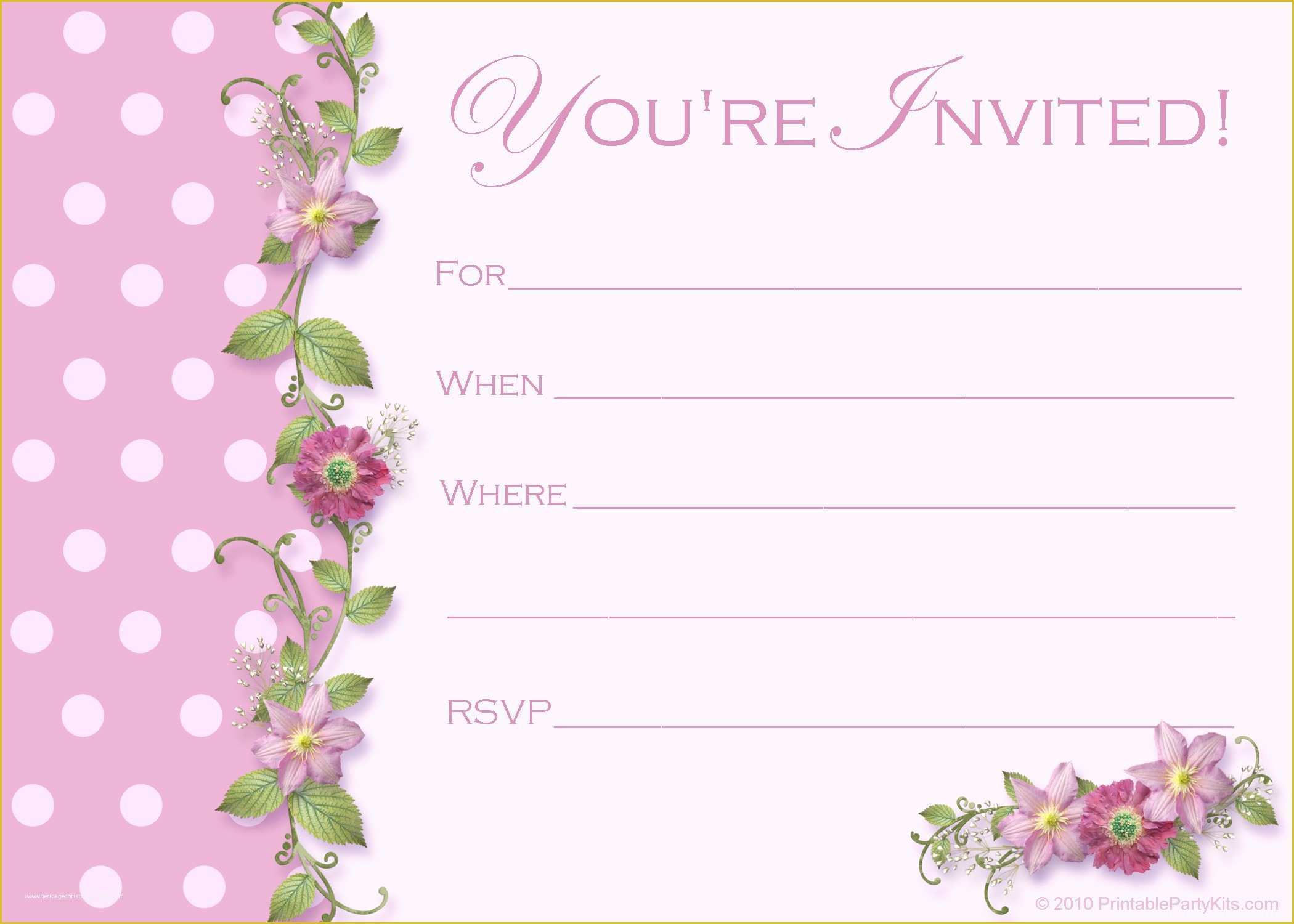 Girl Birthday Invitations Templates Free Of Free Printable Party Invitations Templates