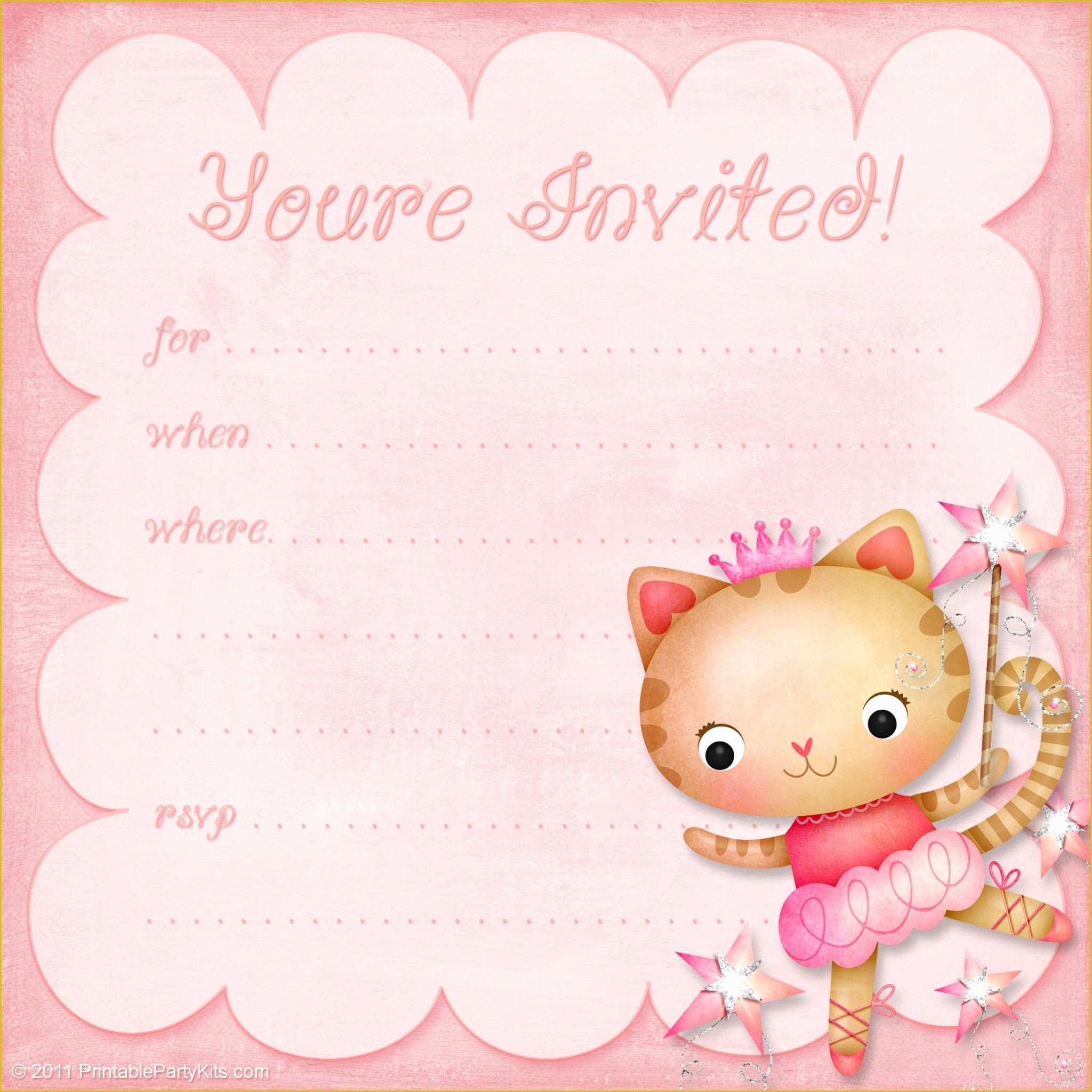 Girl Birthday Invitations Templates Free Of Girls Birthday Party Invitation Princess Ballerina