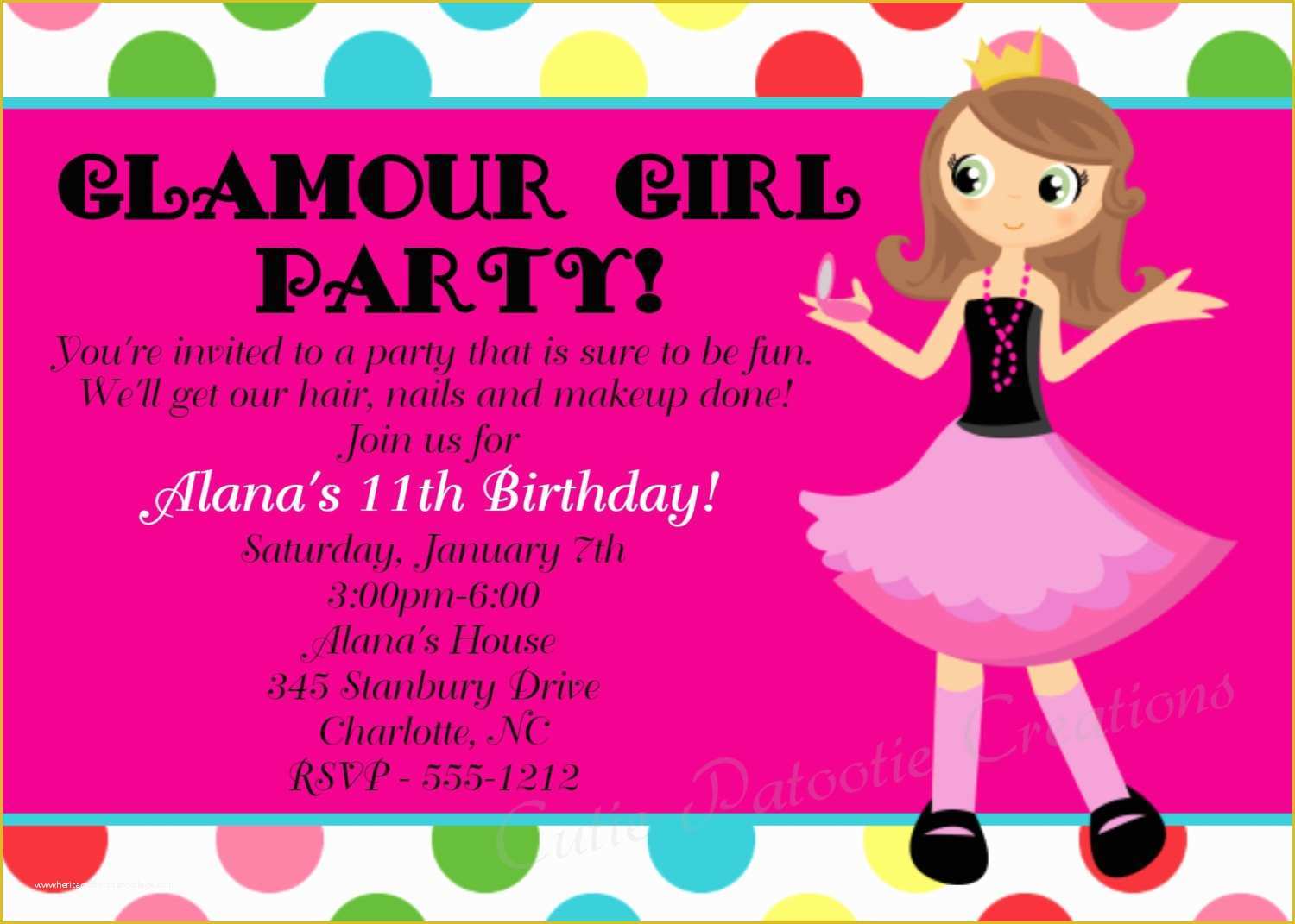 Girl Birthday Invitations Templates Free Of Girls Birthday Party Invitations Kinderhooktap