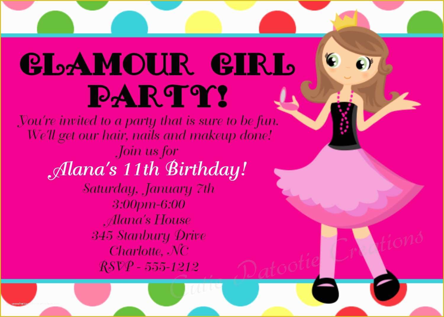 Girl Birthday Invitations Templates Free Of Girls Birthday Party 
