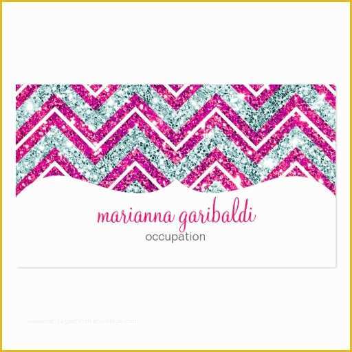 Girly Business Cards Templates Free Of Girly Pink &amp; Blue Sparkly Faux Glitter Chevron Double