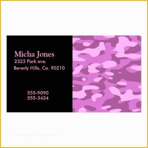 Girly Business Cards Templates Free Of Girly Pink Camouflage Business Cards