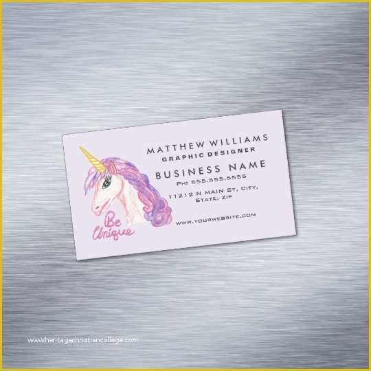 Girly Business Cards Templates Free Of Girly Watercolor Unicorns Be Unique Typography Magnetic