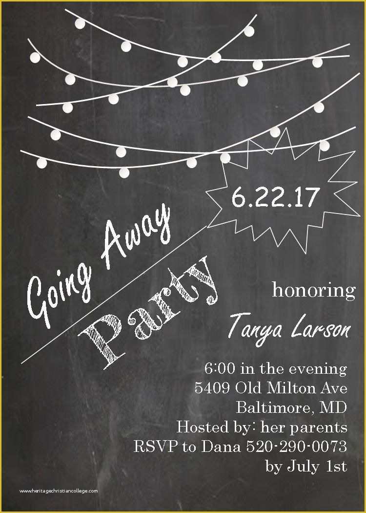 Going Away Flyer Template Free Of Going Away Party Invitations Farewell Blackboard with