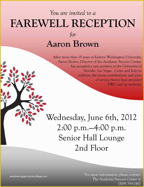 Going Away Flyer Template Free Of June 6 Farewell Reception for Aaron Brown Eastern 24 7