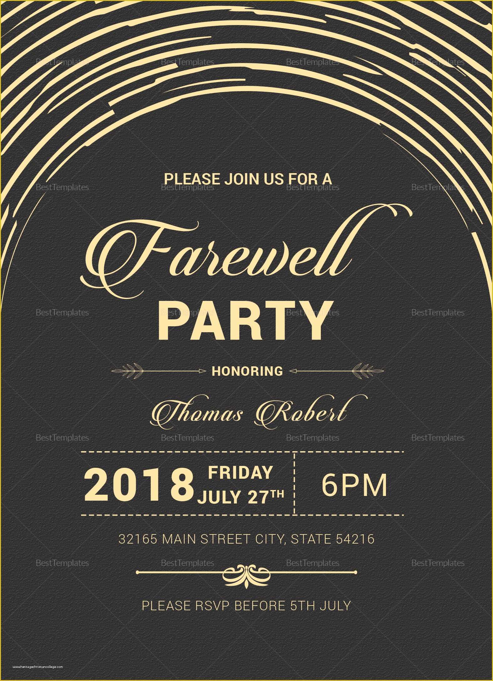 Going Away Flyer Template Free Of Modern Farewell Party Invitation 