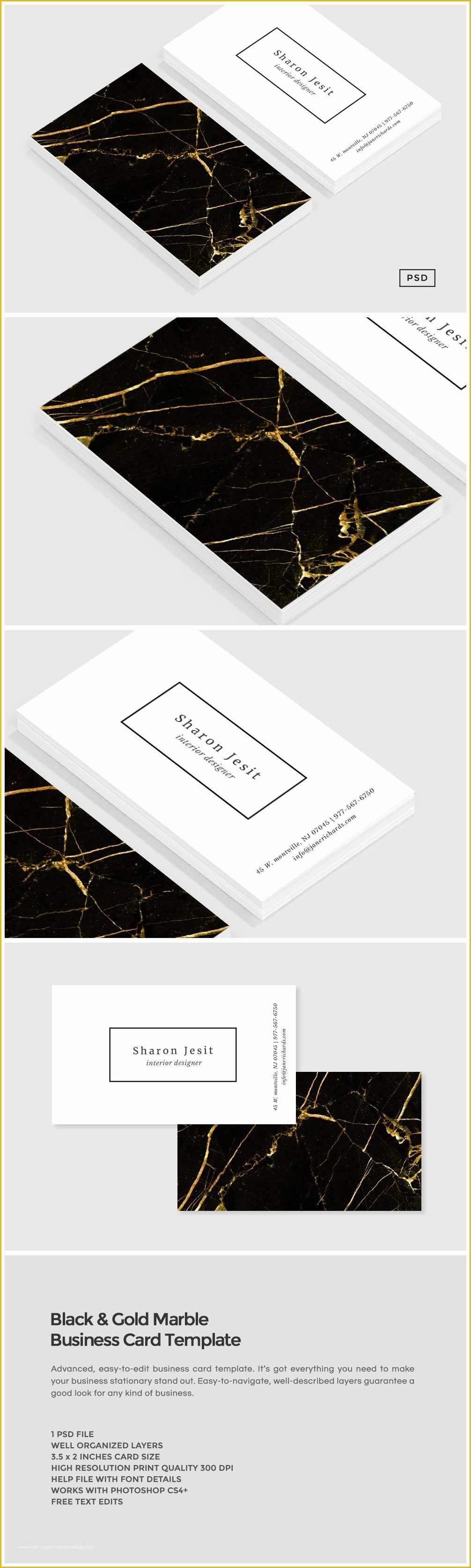 Gold Business Card Template Free Of Black & Gold Marble Business Card Business Card