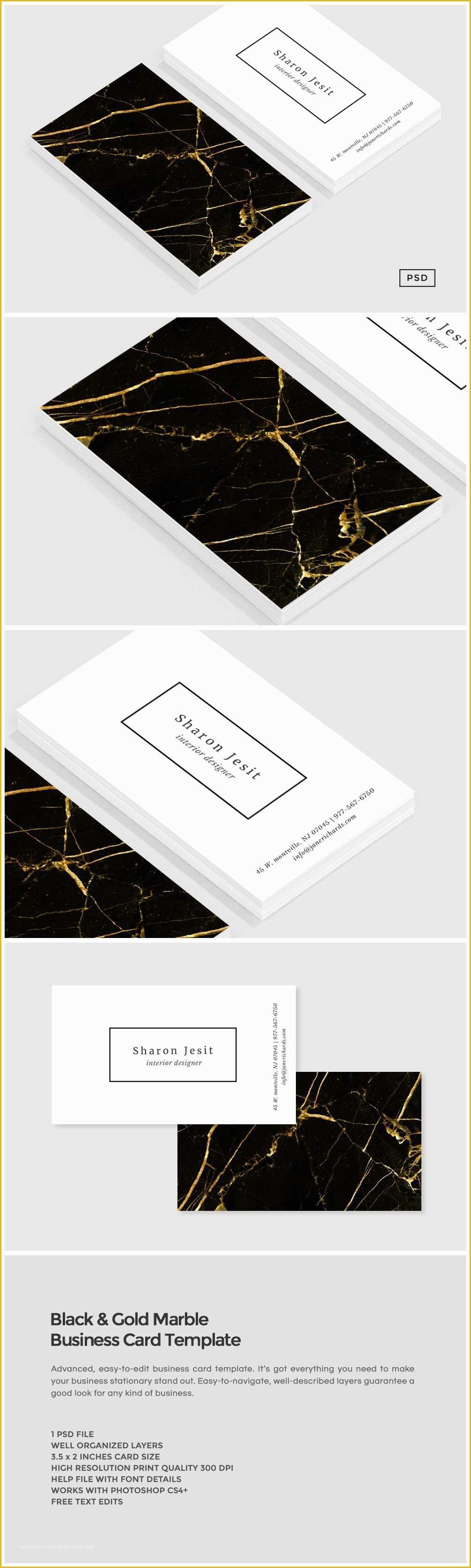 Gold Business Card Template Free Of Black &amp; Gold Marble Business Card Business Card