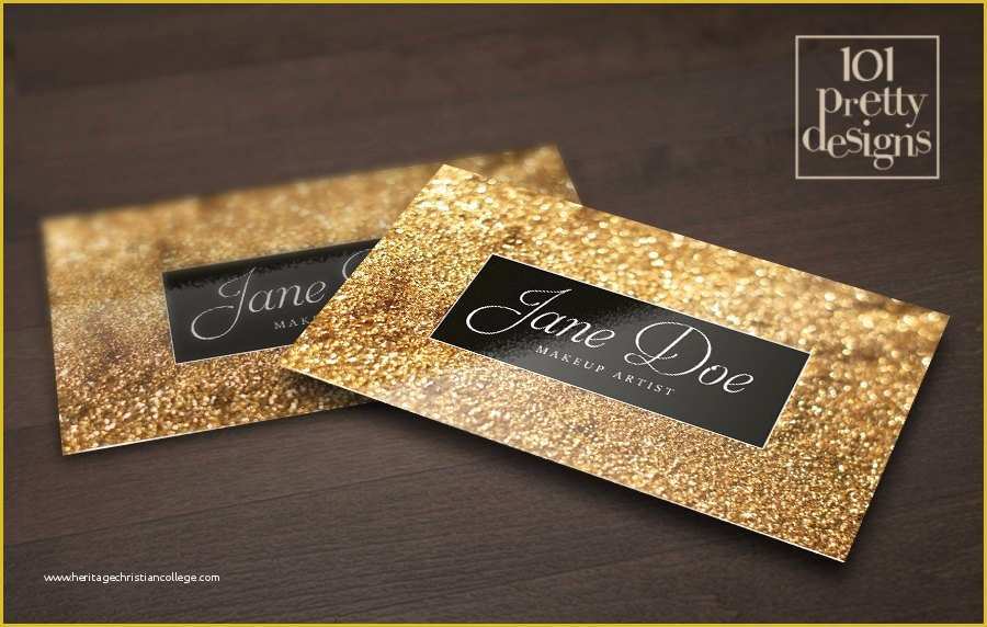 Gold Business Card Template Free Of Gold Glitter Business Card Template Makeup Artist Business