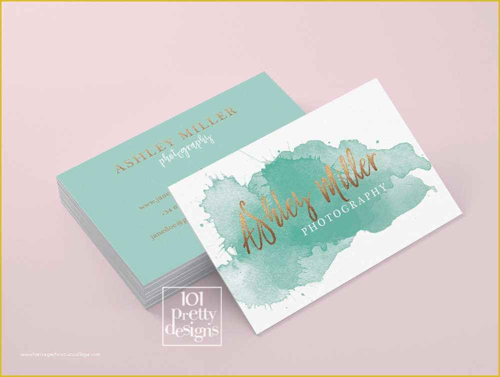 Gold Business Card Template Free Of Watercolor Business Card Template Rose Gold Printable Business