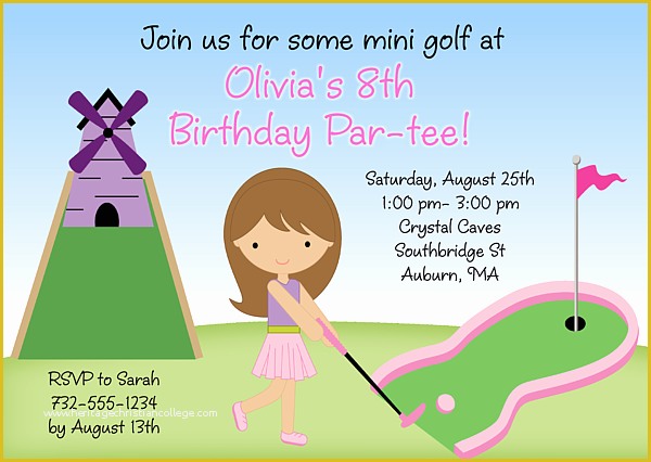 Golf Party Invitation Template Free Of Free Printable Mini Golf Birthday Party Invitations