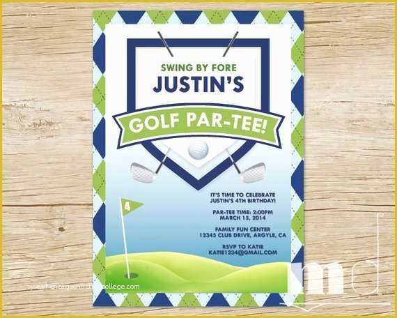 Golf Party Invitation Template Free Of Golf Birthday Party Invitation Custom Golf Thank You Card