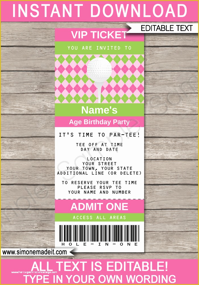 Golf Party Invitation Template Free Of La S Golf Ticket Invitation Template