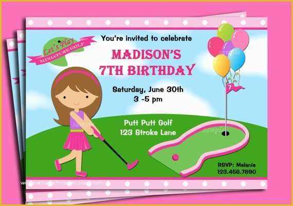 Golf Party Invitation Template Free Of Mini Golf Birthday Party Invitations