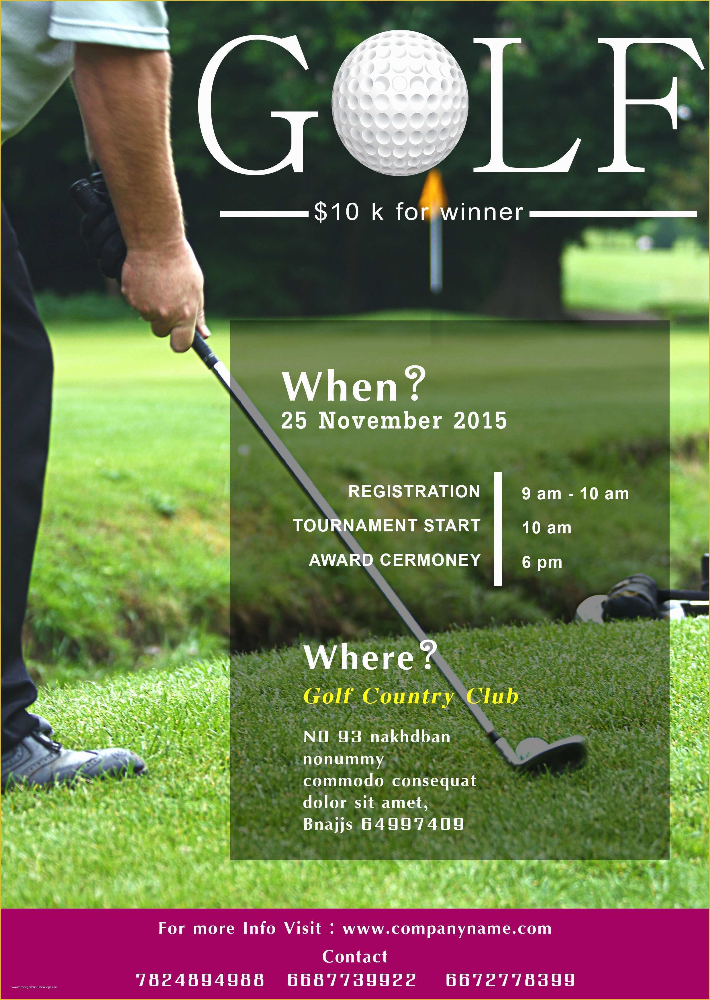 Golf tournament Invitation Template Free Of 15 Free Golf tournament Flyer Templates Fundraiser