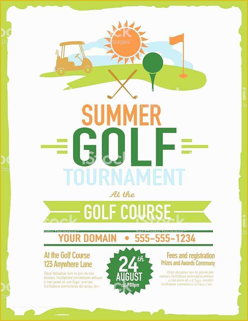 Golf tournament Invitation Template Free Of Retro Summer Golf tournament with Golf Cart Invitation