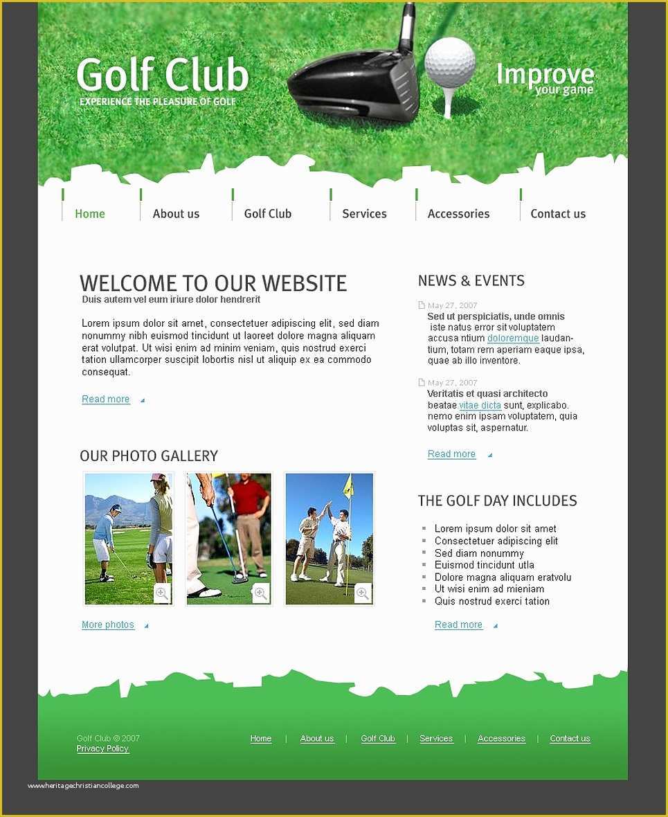Golf Website Template Free Of Golf Website Template Web Design Templates Website