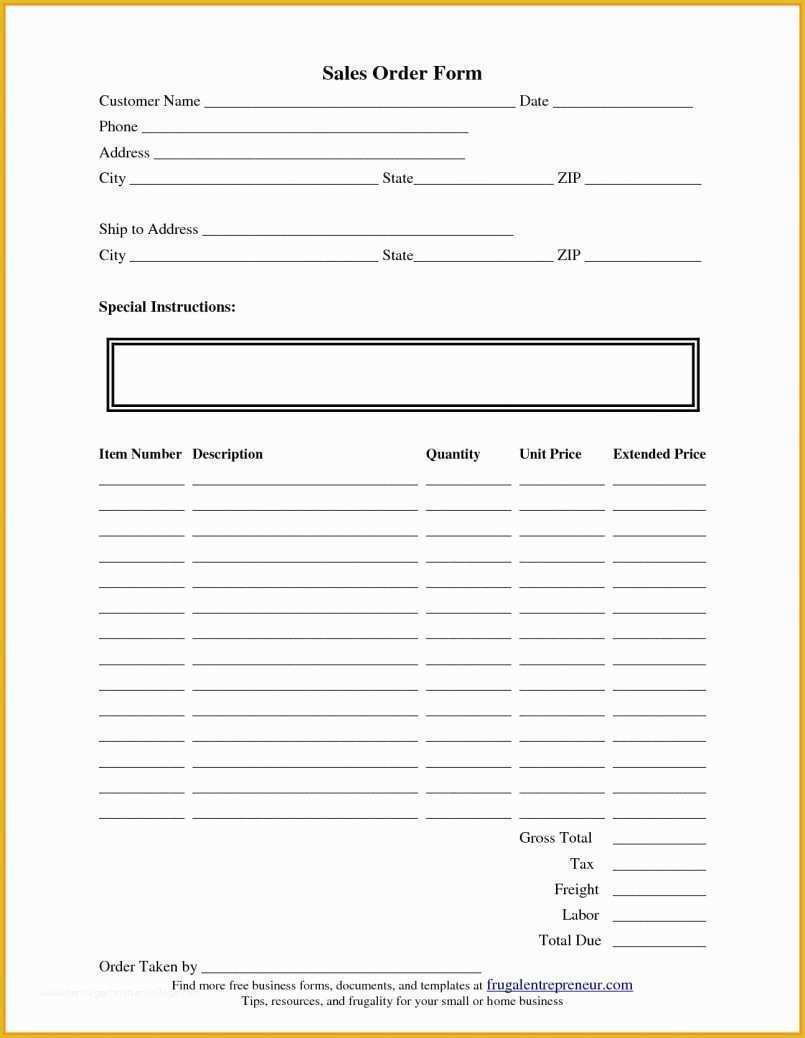 Free Order Form Template Google Docs