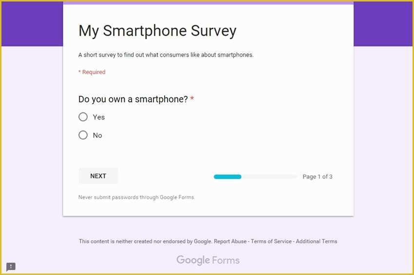 Google forms Templates Free Of Google forms Survey Template