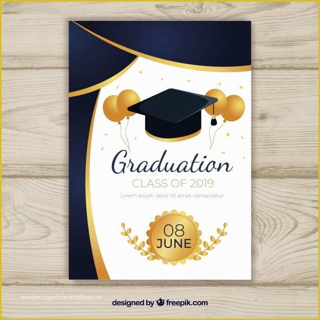 Graduation Invitation Card Template Free Download Of Graduation Invitation Template with Flat Design Vector