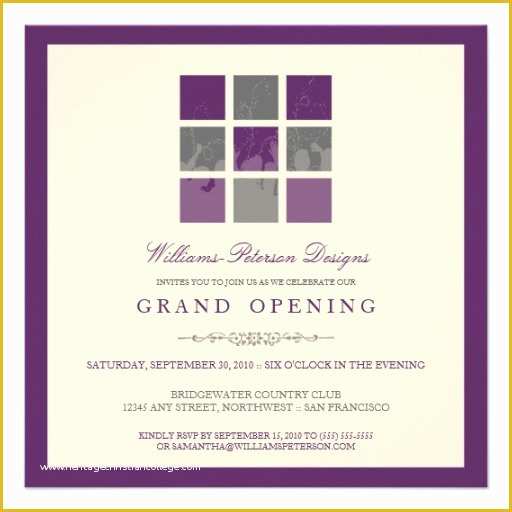 Grand Opening Invitation Template Free Of Modern Blocks Grand Opening Invitation Purple