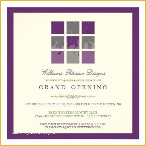 Grand Opening Invitation Template Free Of Modern Blocks Grand Opening Invitation Purple
