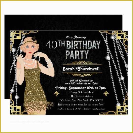 Great Gatsby Invitation Template Free Download Of Great Gatsby Flapper Girl Birthday Invitation