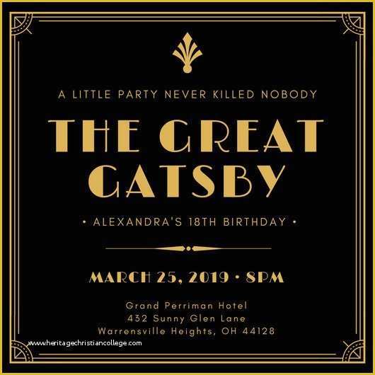 Great Gatsby Invitation Template Free Download Of Great Gatsby Flyer Template Free Customize 204 Great Gats