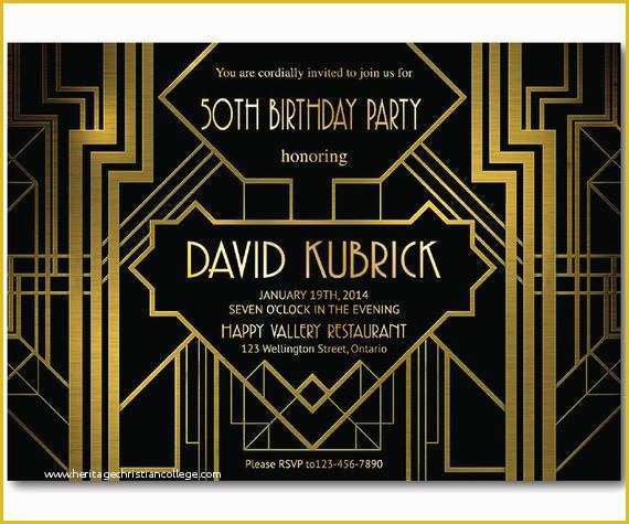 Great Gatsby Invitation Template Free Download Of Great Gatsby Geburtstag Einladung 30 40 50 60 70 80
