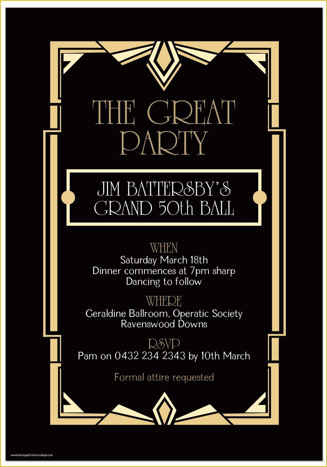 Great Gatsby Invitation Template Free Download Of Great Gatsby Party Invitation Template