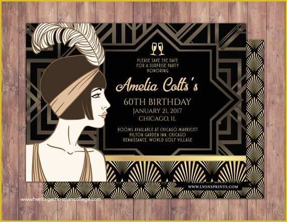 Great Gatsby Invitation Template Free Download Of Great Gatsby Save the Date Invitation Rsvp Card Roaring
