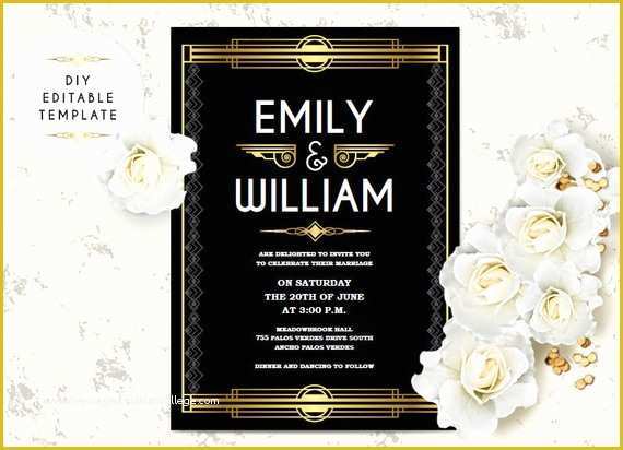 Great Gatsby Invitation Template Free Download Of Wedding Invitation Template Great Gatsby Wedding Invitation