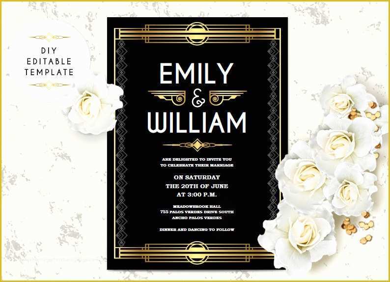 Great Gatsby Invitation Template Free Download Of Wedding Invitation Template Great Gatsby Wedding Invitation