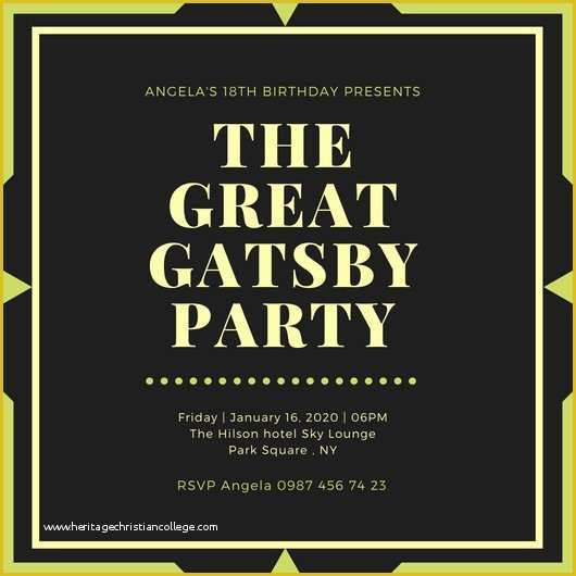 Great Gatsby themed Invitation Template Free Of Customize 204 Great Gatsby Invitation Templates Online