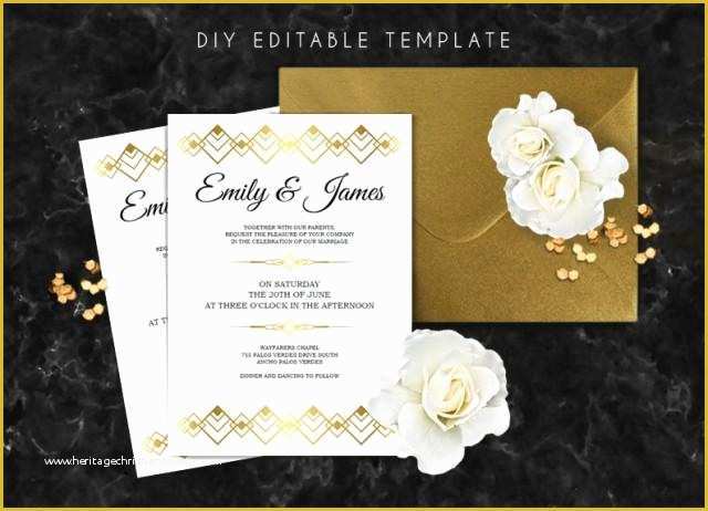 Great Gatsby themed Invitation Template Free Of Editable Wedding Invitation Template Great Gatsby Wedding