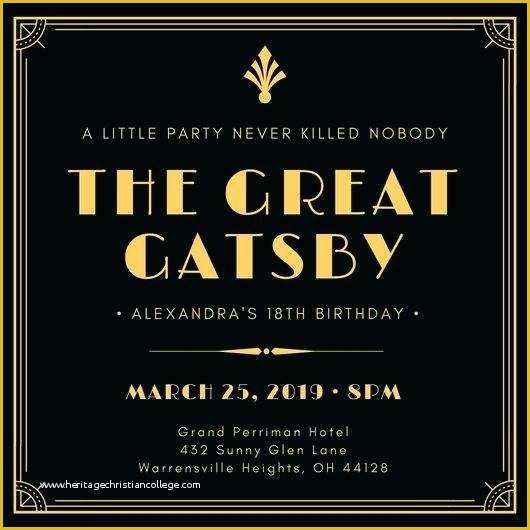 Great Gatsby themed Invitation Template Free Of Gatsby Party Invitation Great Template Newest Background