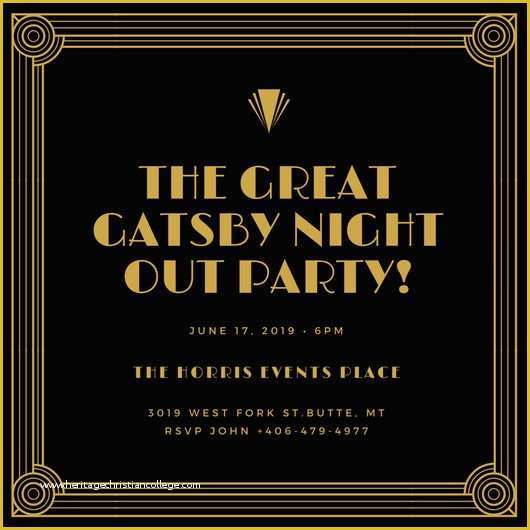 Great Gatsby themed Invitation Template Free Of Gold and Black Bordered Great Gatsby Invitation