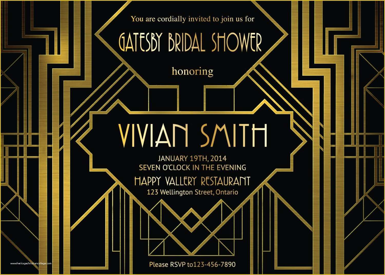 Great Gatsby themed Invitation Template Free Of Great Gatsby Bridal Shower Invitation Art Deco Customized