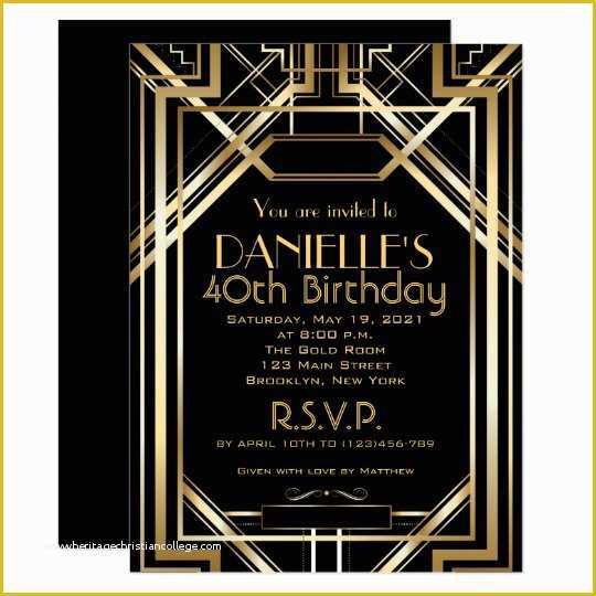 Great Gatsby themed Invitation Template Free Of Great Gatsby Inspired Art Deco Birthday Invitation
